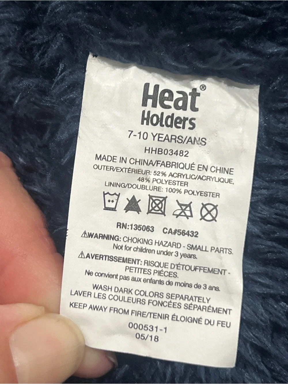 Heat Holders Kids Blue Knit Pom Beanie Hat kids 7-10year